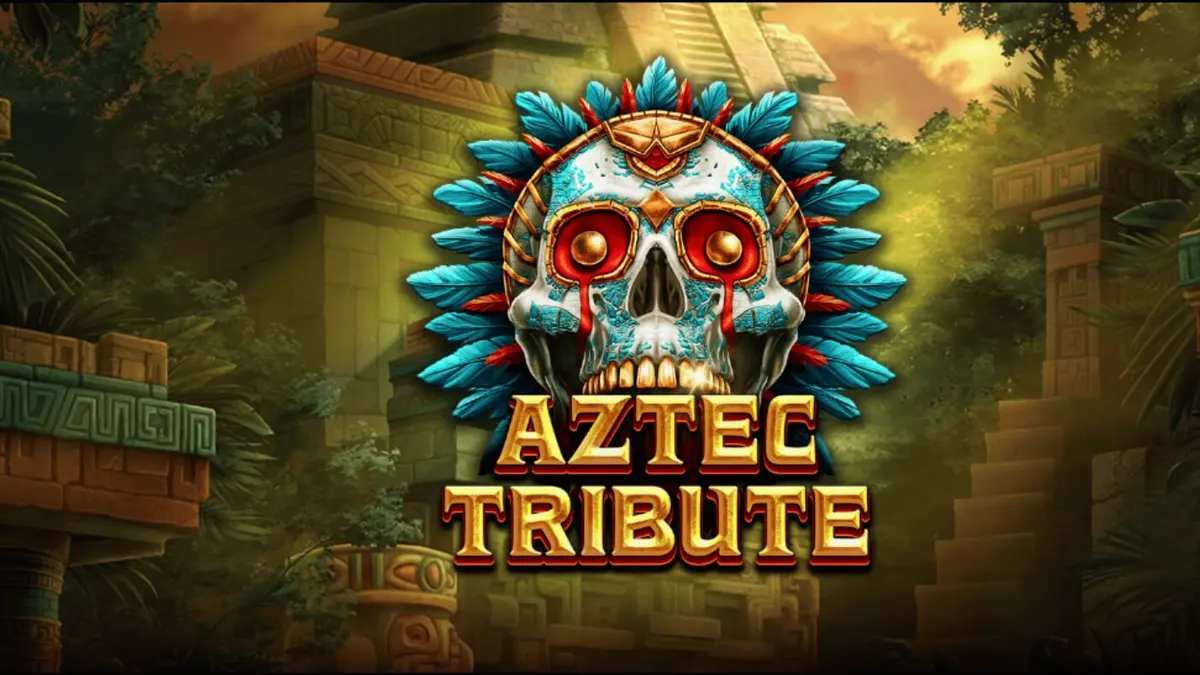 Tampilan visual slot Aztec Tribute dengan latar belakang hutan dan reruntuhan Aztec.